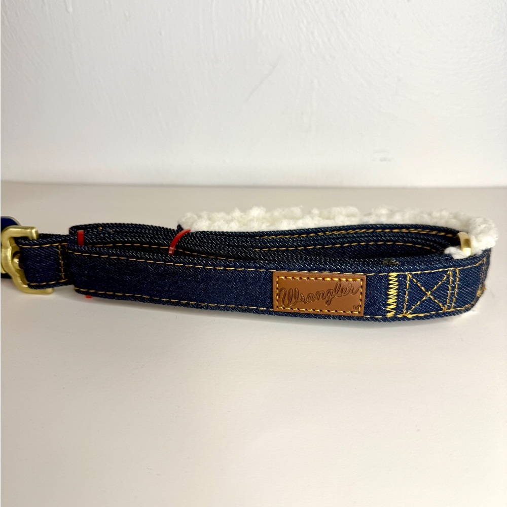Wrangler Denim & Sherpa Dog Leash Blue Jeans Western Farmhouse Large Dog 4ft